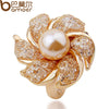 BAMOER High Quality  Rose Gold Color Imitation Pearl Ring