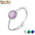 BAMOER Genuine 925 Sterling Silver October Birthstone Droplet, Opalescent Pink Crystal Finger Ring