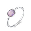 BAMOER Genuine 925 Sterling Silver October Birthstone Droplet, Opalescent Pink Crystal Finger Ring