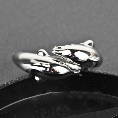 Happy Double Dolphin Lovers Ring