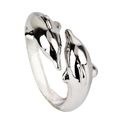 Happy Double Dolphin Lovers Ring